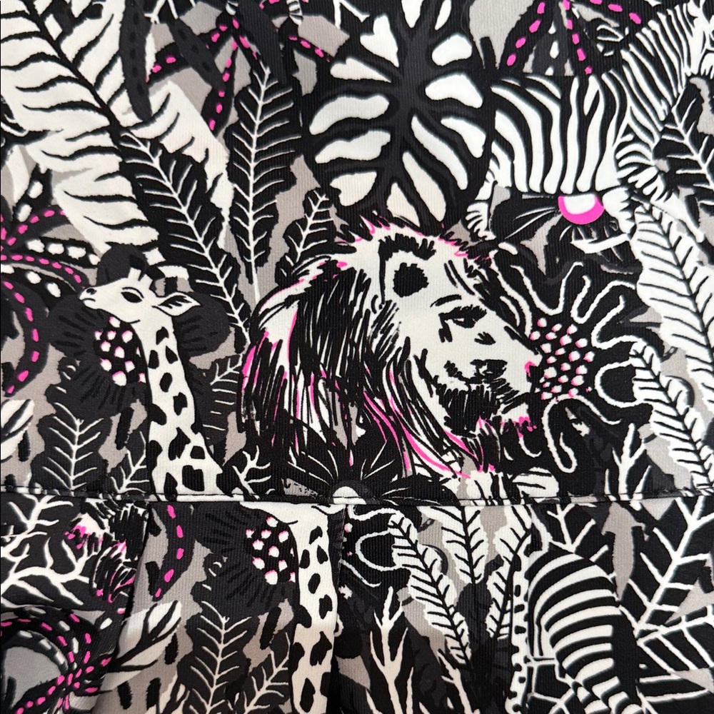 Black and White Safari Print UPF Skort with Pink Accents - Picture 4 of 5